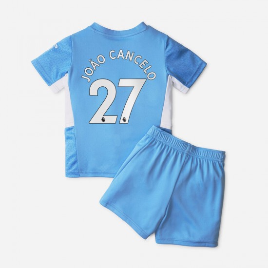 Camisola Manchester City Joao Cancelo 27 Criança Equipamento Primeiro 2021-2022 Manga Curta